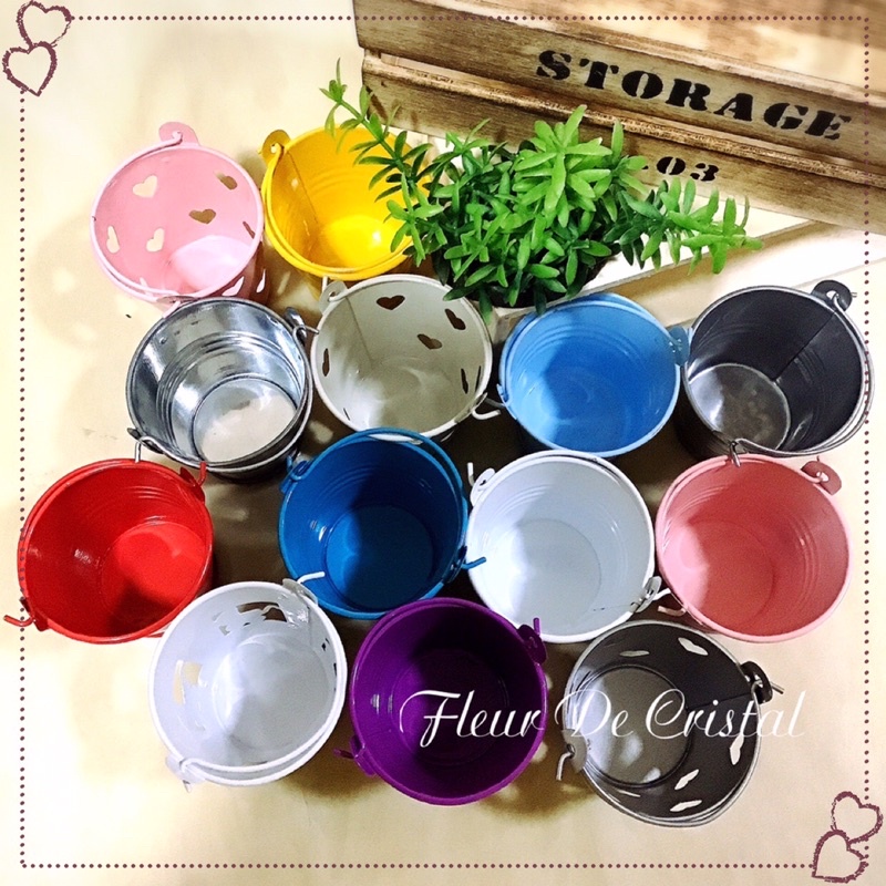 FDC - Mini Bucket Metal Barrel Iron Flower Pot | Succulent Plant ...