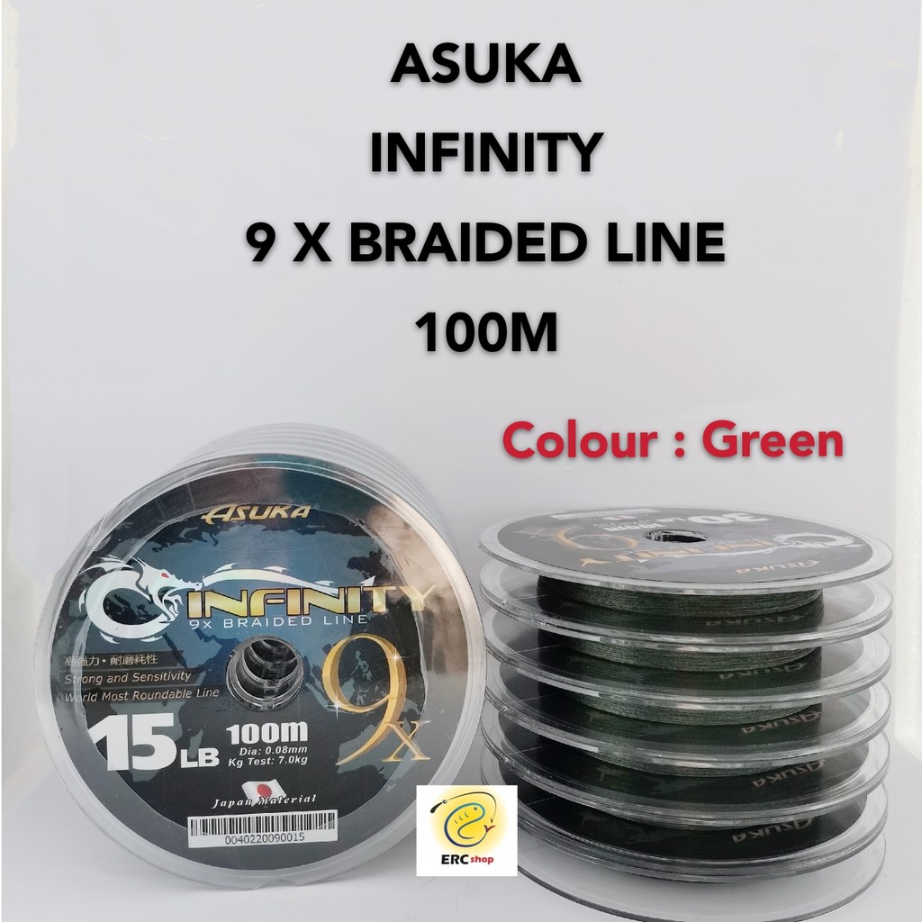 ASUKA INFINITY 9X BRAIDED FISHING LINE 100M GREEN SULAM 9 | Shopee Malaysia