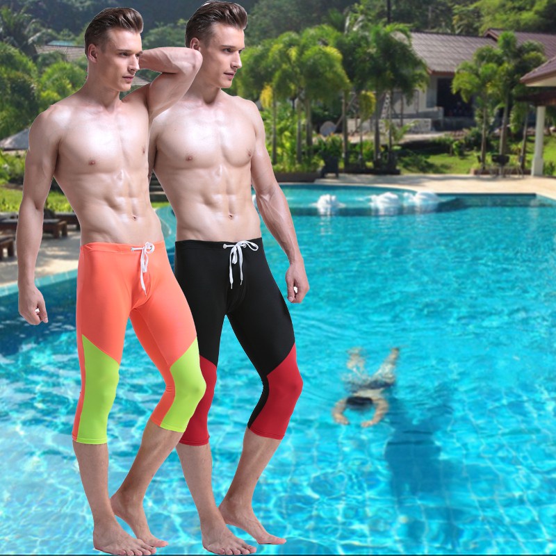 men-s-3-4-long-swimming-pants-compression-tight-surf-drift-pool-beach