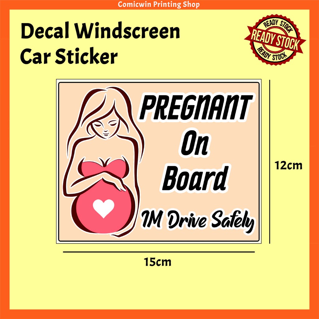 CMC902 Pregnant On Board Car Sticker for Windscreen (Interior Static