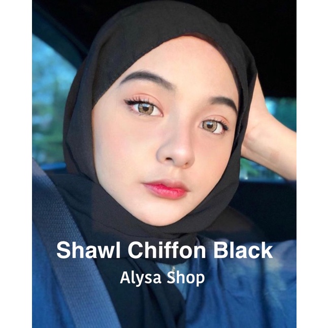 shawl chiffon hitam