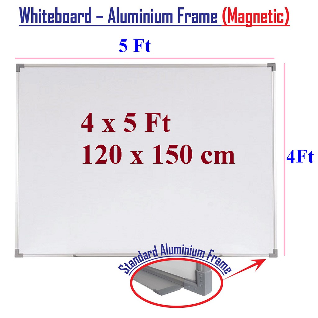 4' x 5' Aluminium Frame Magnetic White Board WHITEBOARD (4 x 5 FT) 120 x  150cm | Shopee Malaysia