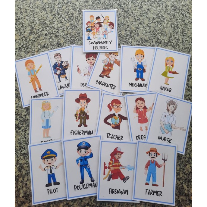 Laminated Educational Learning Materials Community Helpers | Shopee ...