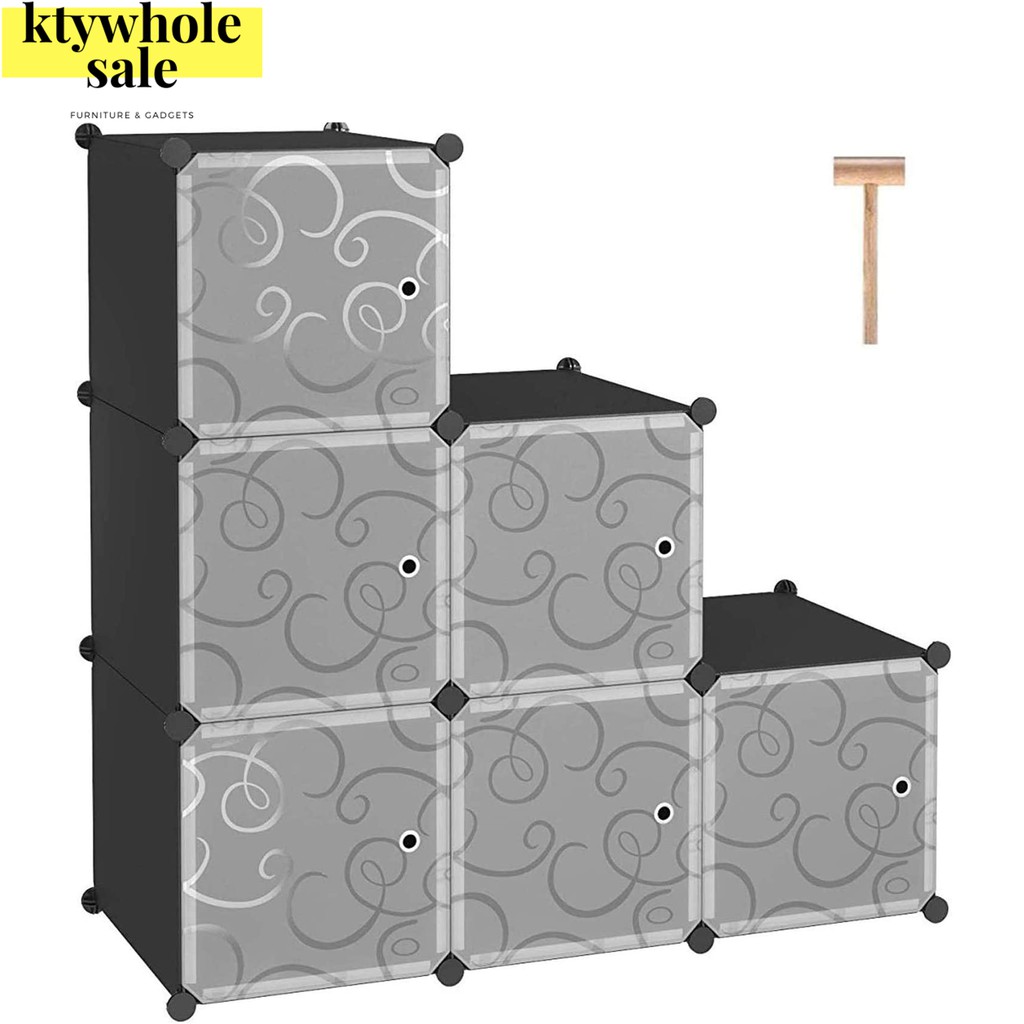 KTY Storage box Door Cabinet DIY Black Stripes Wardrobe Plastik Transparent storage organizer Almari Baju