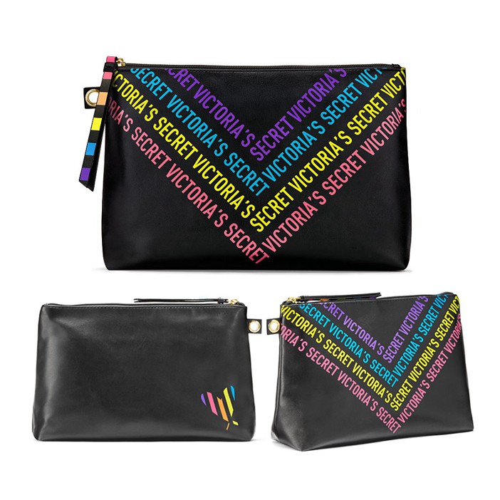 Victoria s Secret Rainbow White Makeup Pouch Large Beauty Cosmetic Bag