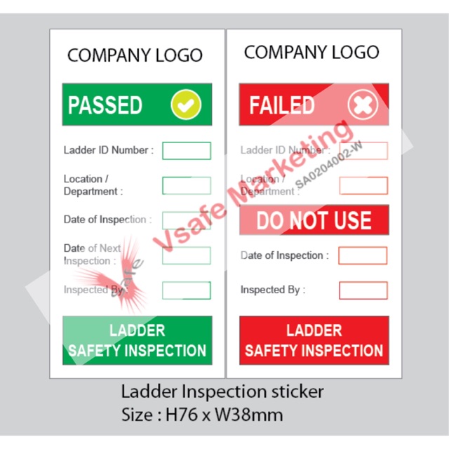 VSAFEMKT Ladder inspection sticker for industry 3M Vinyl sticker paper ...