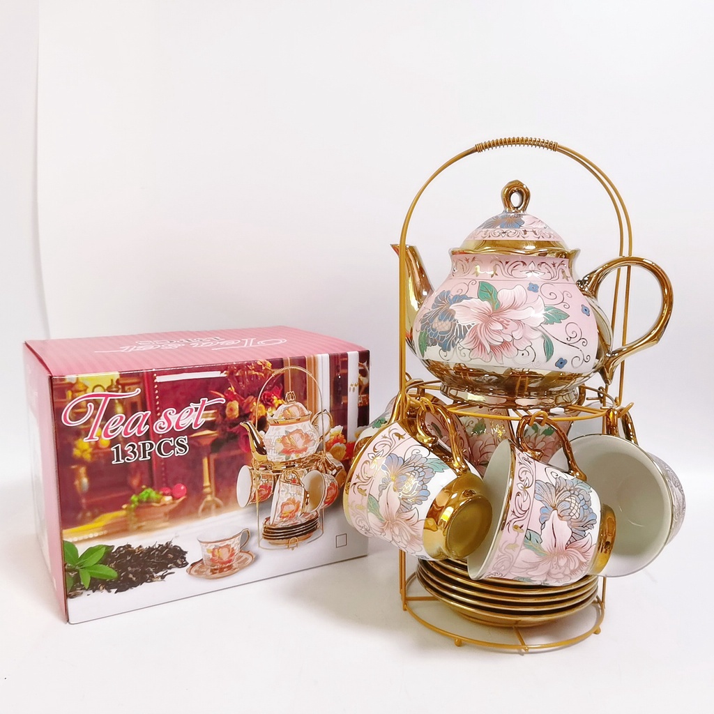 LESS - 13 Pcs Ceramic Tea Pot Set dinnerware Tea Pots Set Teko Set ...