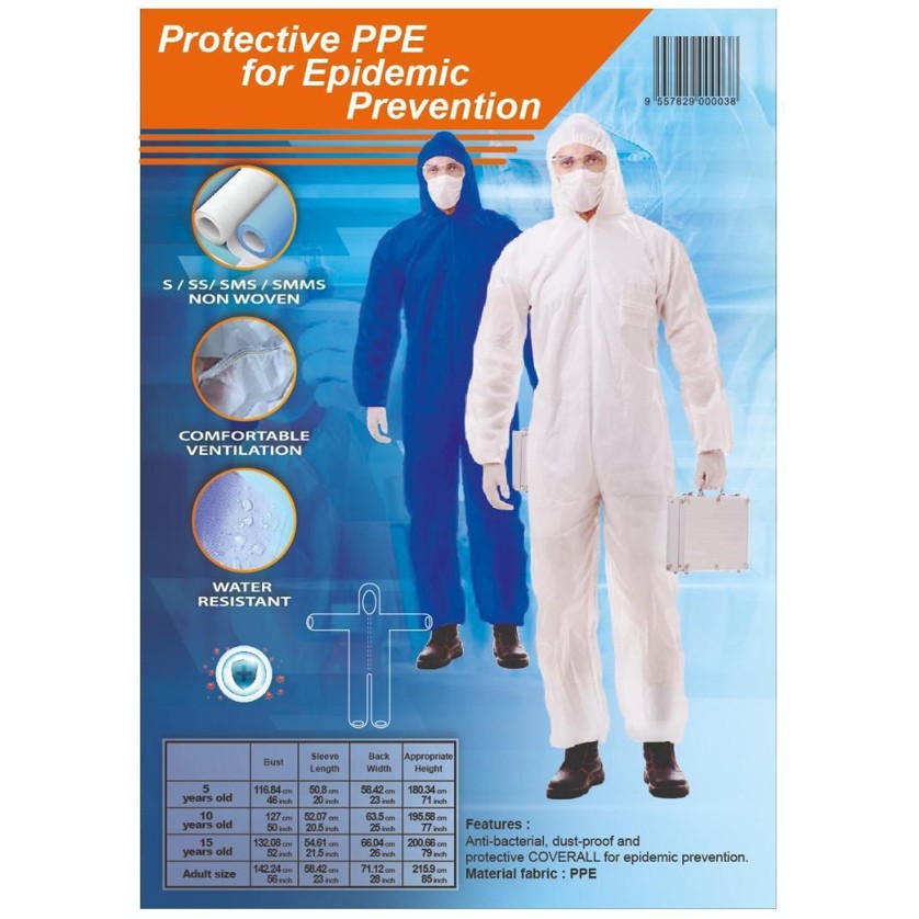 Disposable Jumpsuit Coverall PPE WHO KKM specification Isolation Suit