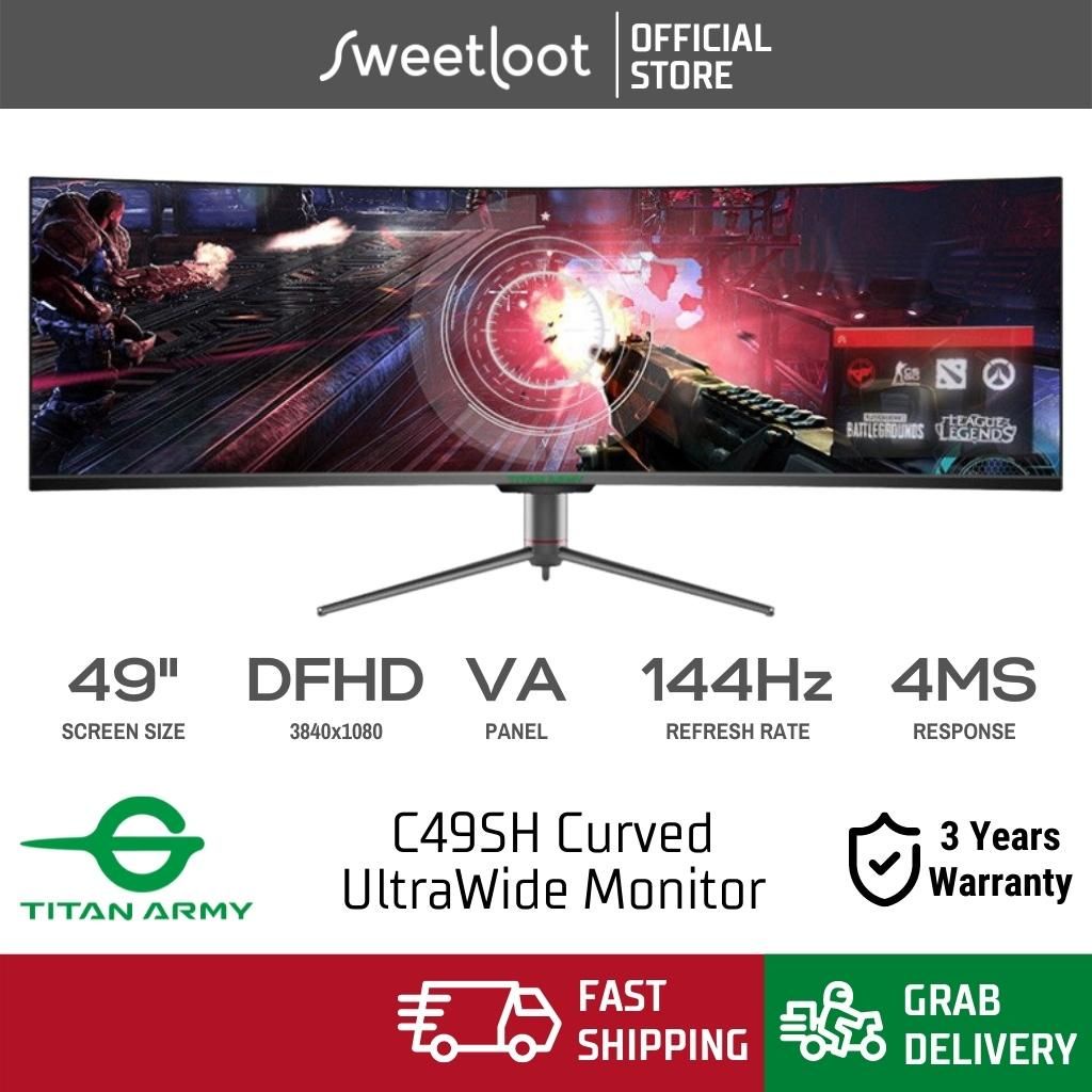 TITAN ARMY C49SH 49" 1800R Ultrawide DFHD 3840x1080 Curved 144Hz Super ...