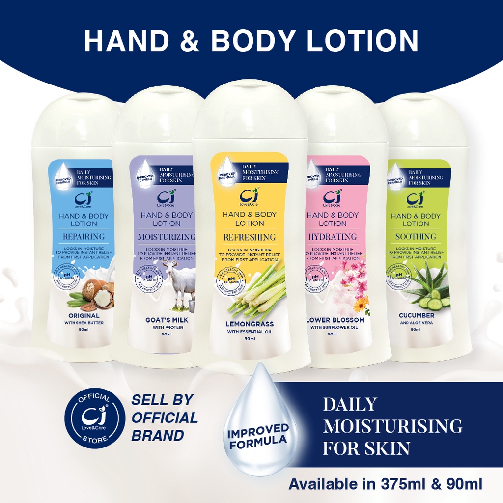 CJ HAND & BODY LOTION 90 ML IMPROVED FORMULA (5 Variants) Shopee