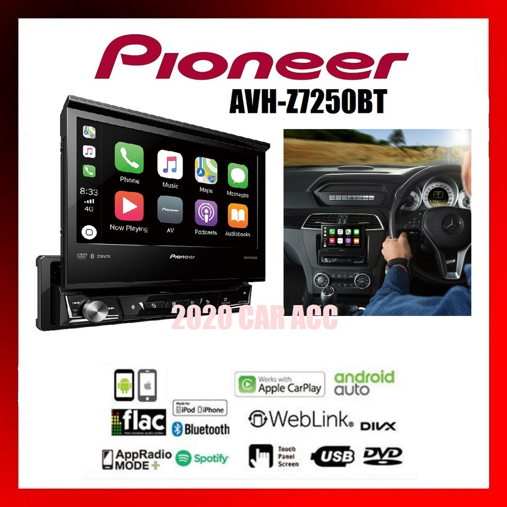 PIONEER AVH-Z7250BT IN-DASH 1-DIN DVD MULTIMEDIA AV RECEIVER WITH 7 ...