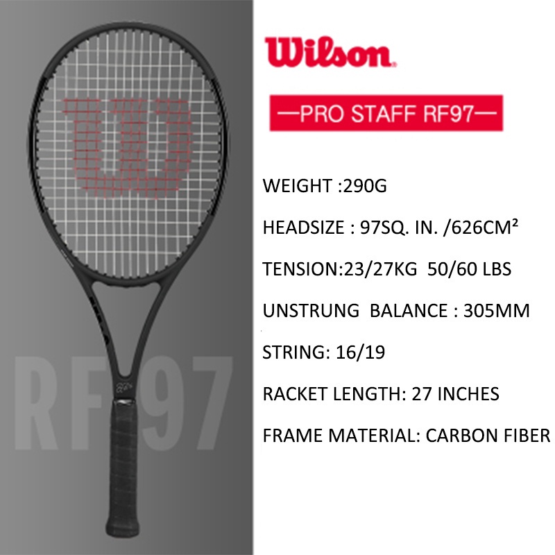Facet Hertogin hemel Wilson Pro Staff RF97 Tennis Racket Federer Signature Professional Training  Tennis Racquet Full Carbon with String | Shopee Malaysia