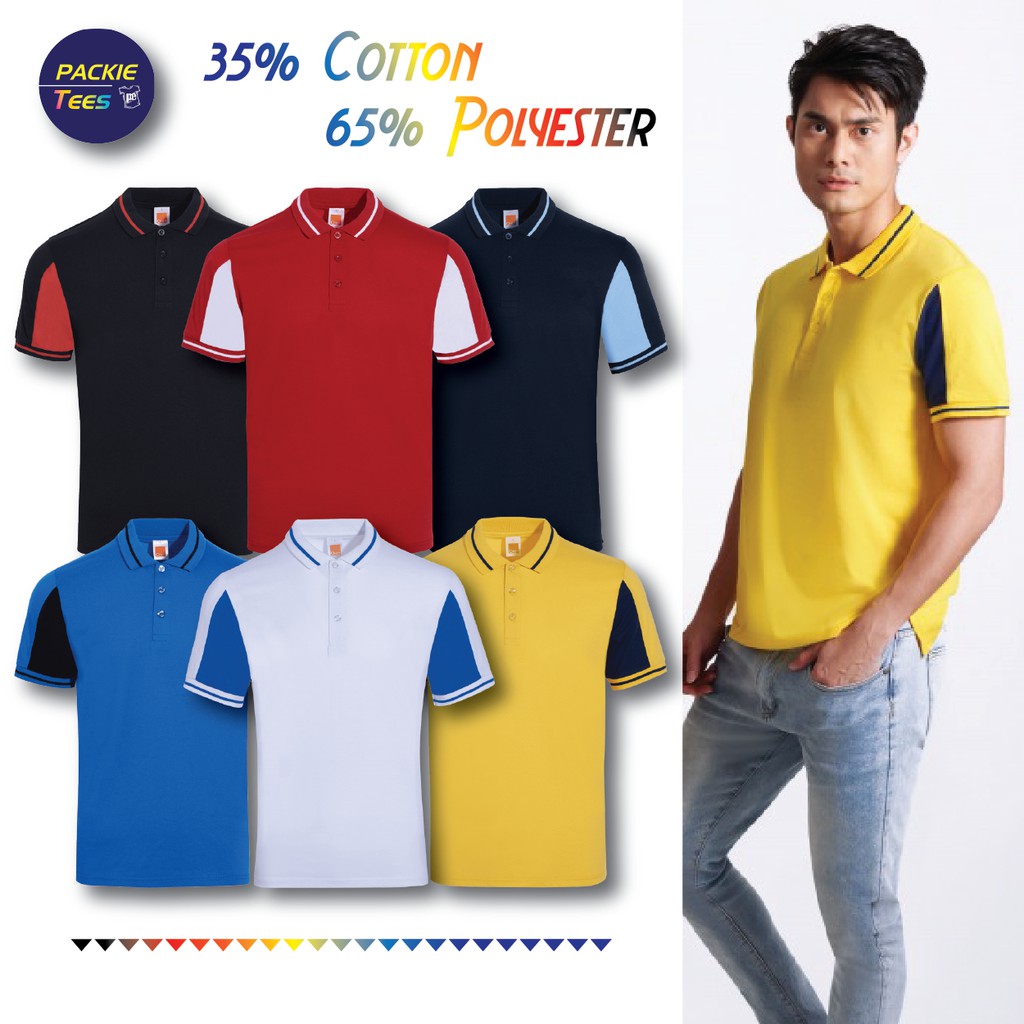 SJ09 COMBO SINGLE JERSEY 65% POLYESTER/35% COTTON COLLAR SHORT SLEEVE TSHIRT  UNISEX 175GSM OREN SPORT BAJU KEMEJA MEN