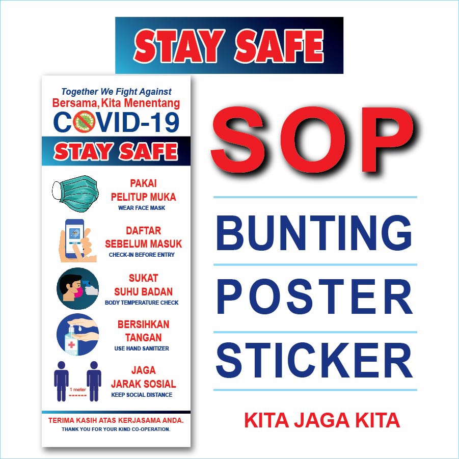 [STAY SAFE] SOP #BUNTING, POSTER, PVC STICKER #WEAR MASK BODY ...