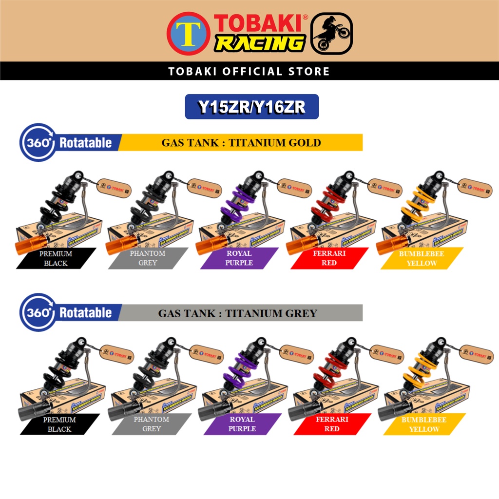 TOBAKI RACING 360° ROTATABLE GAS MONOSHOCK ABSORBER Y15ZR/Y16ZR 205MM ...