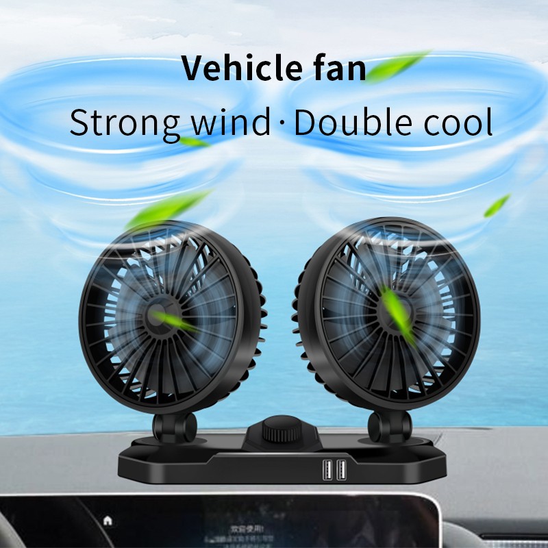 🍀DeYe🍀Kipas Vehicle fan 360° Rotating Car Vehicle Fan With Usb Dual ...