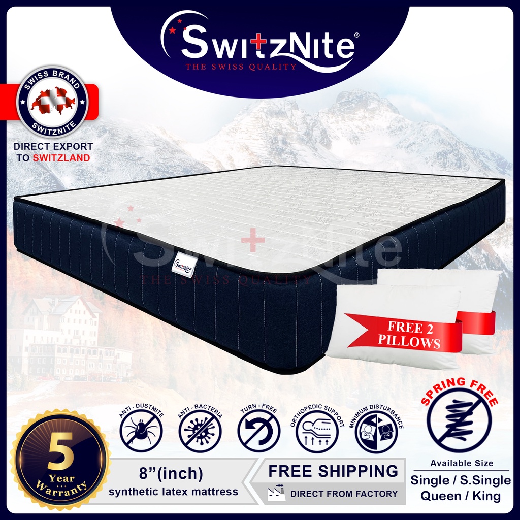 Switznite Synthetic Latex (Single / Super Single / Queen / King) 8 Inch