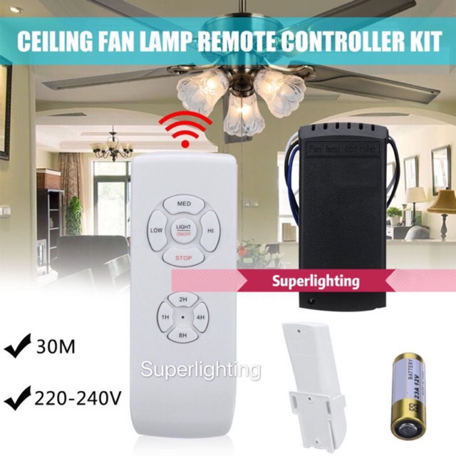 110-240V Universal Ceiling Fan Lamp Speed Remote Control Kit