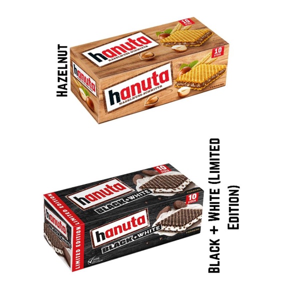 Ferrero Hanuta Hazelnut/Brownie Wafer/Cookies/Black White Wafer | Shopee  Malaysia
