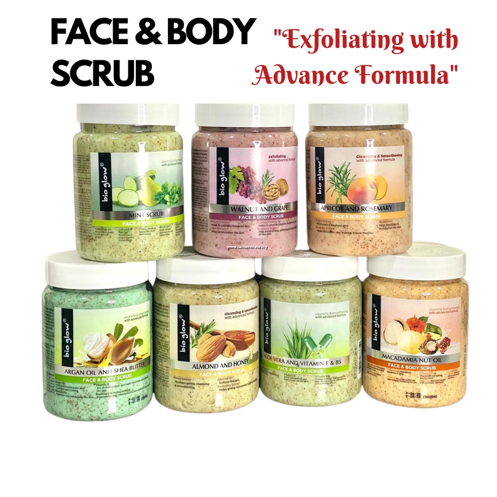BIO GLOW Face and Body Scrub Whitening Skrub Badan Hilangkan Daki Skrub