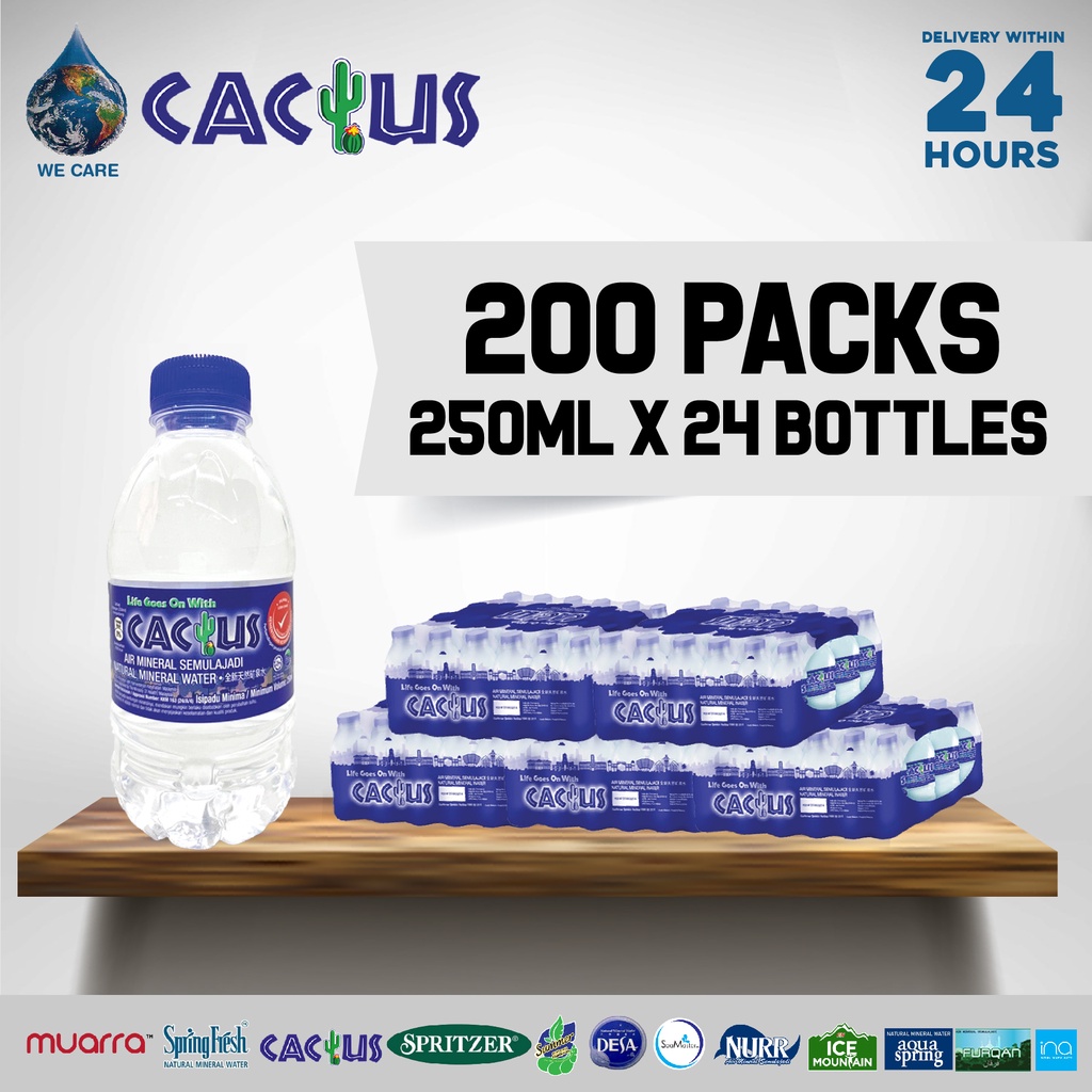 CACTUS Mineral Water (250ml x 24 Bottles x 200 Packs) | Shopee Malaysia