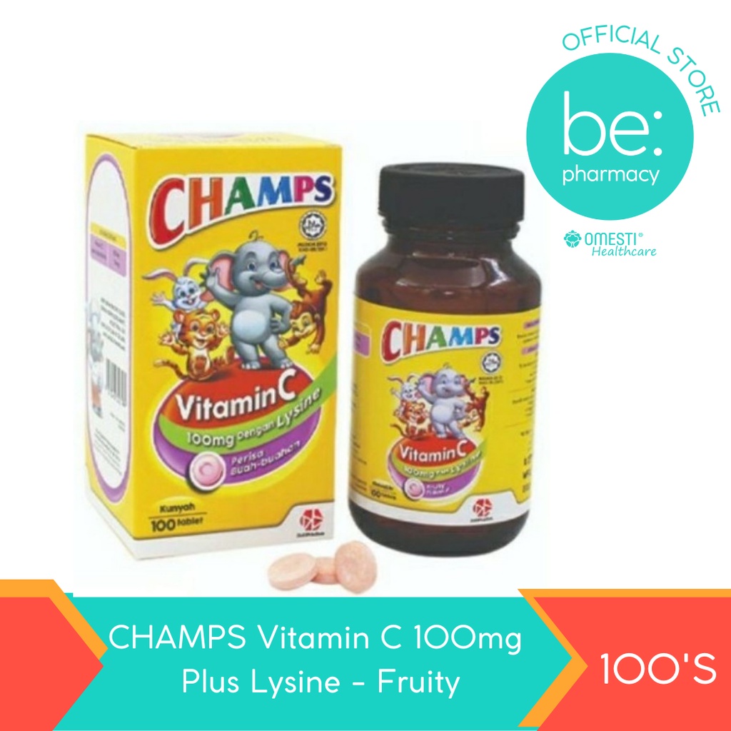 Champs Vitamin C 100mg Plus Lysine - Fruity 100's | Shopee Malaysia