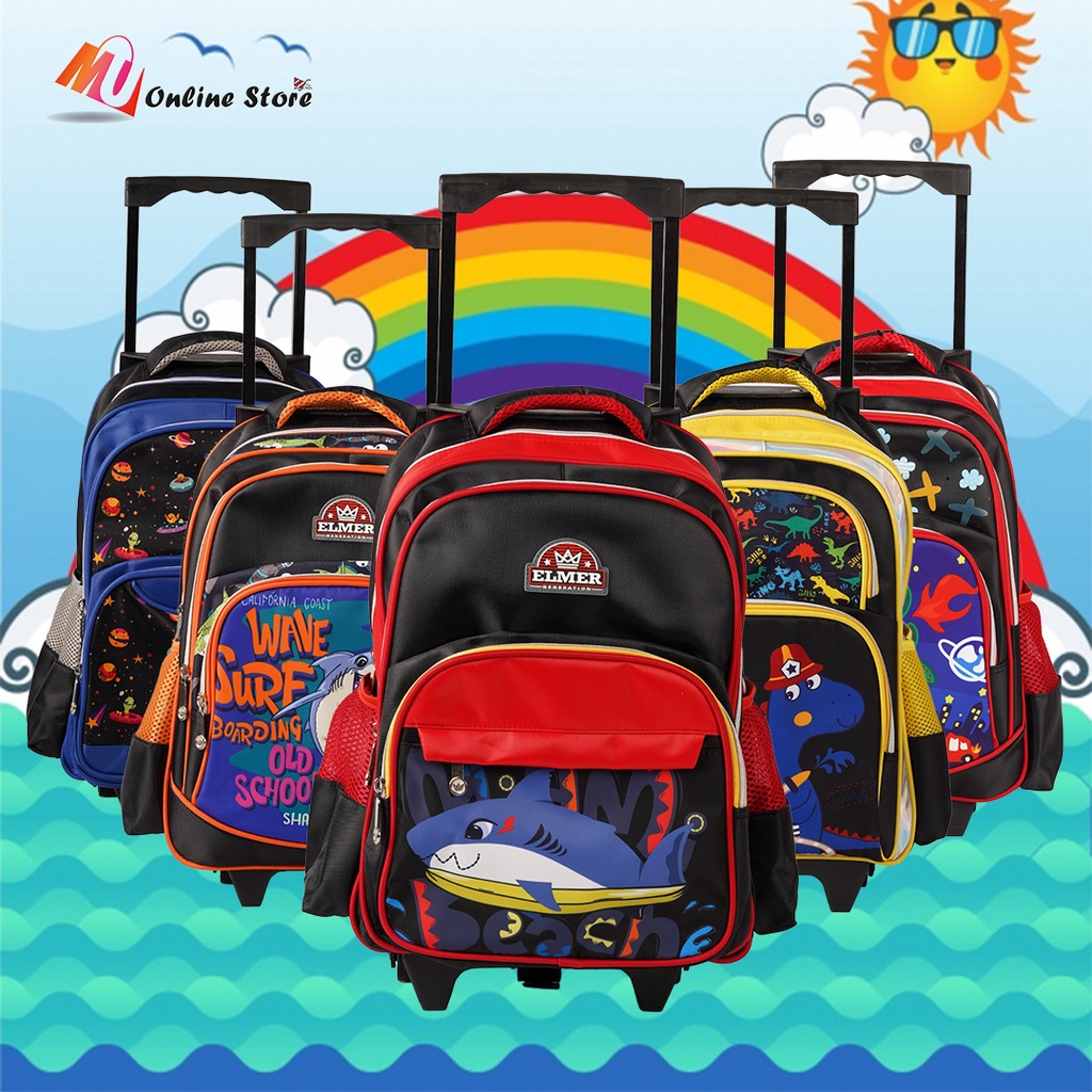 MU ELMER BEG SEKOLAH RODA BEG SEKOLAH RENDAH BEG RODA KARTUN PRIMARY SCHOOL TROLLEY BAG BOYS CARTOON TROLLEY BAG Shopee Malaysia