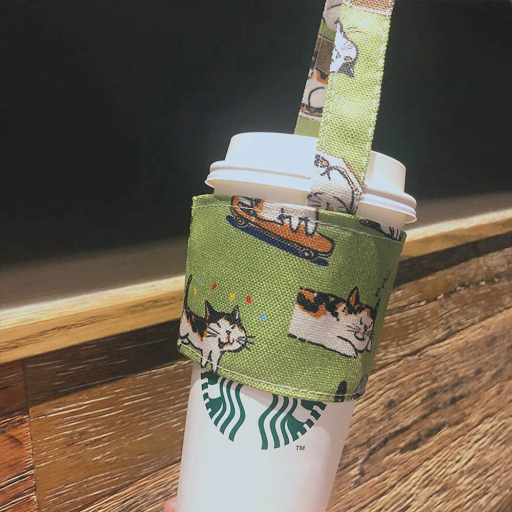 Portable Flamingo Pattern Beverage Cup Bag EcoFriendly Tea Milk Juice