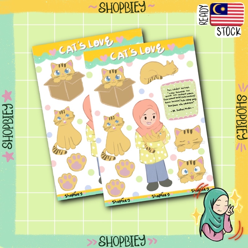 Stickers cute cat love stickers journaling planner | Shopee Malaysia