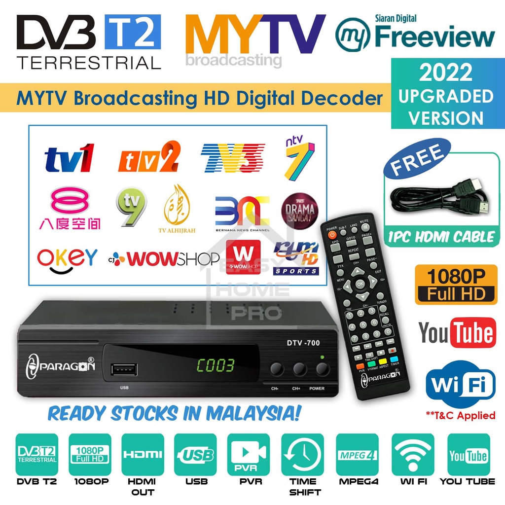 Myfreeview MYTV Decoder DVB T2 DVBT2 UHF TV Decoder Dekoder MY TV ...