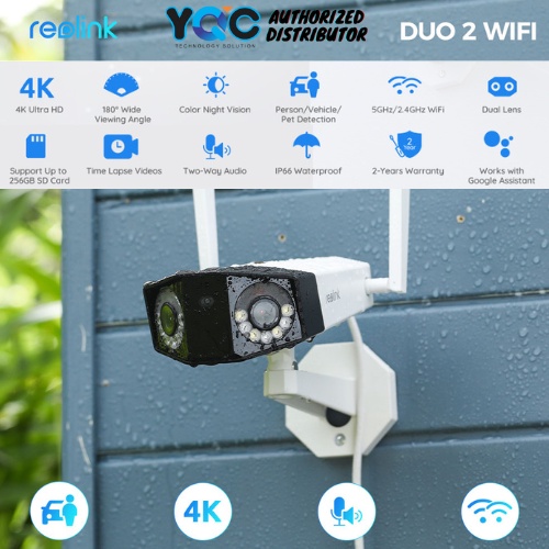 REOLINK Duo 2 Wi-Fi 4K 8MP Wifi Camera With Dual Lenses 180° Wide Angle ...