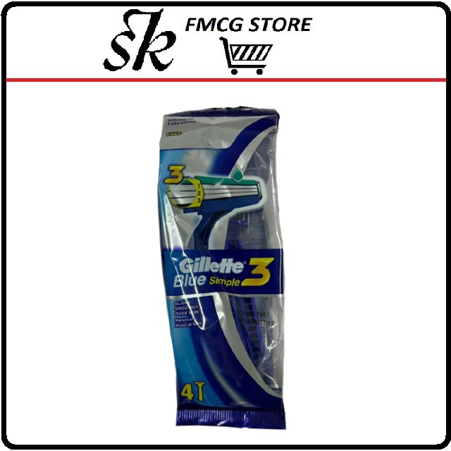 Gillette Blue Simple Three 4 PCS | Shopee Malaysia