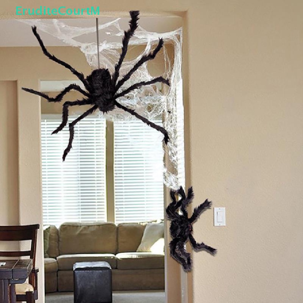 4Pcs Black Giant Spider Halloween Decoration Haunted House Prop Indoor Outdoor A