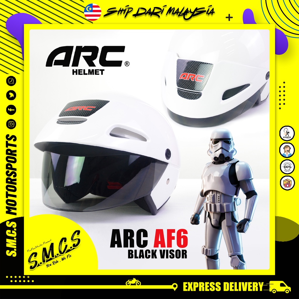 ARC Steng AF6 Starwar Design New Black Visor 2/3 Half Cut Helmet (100