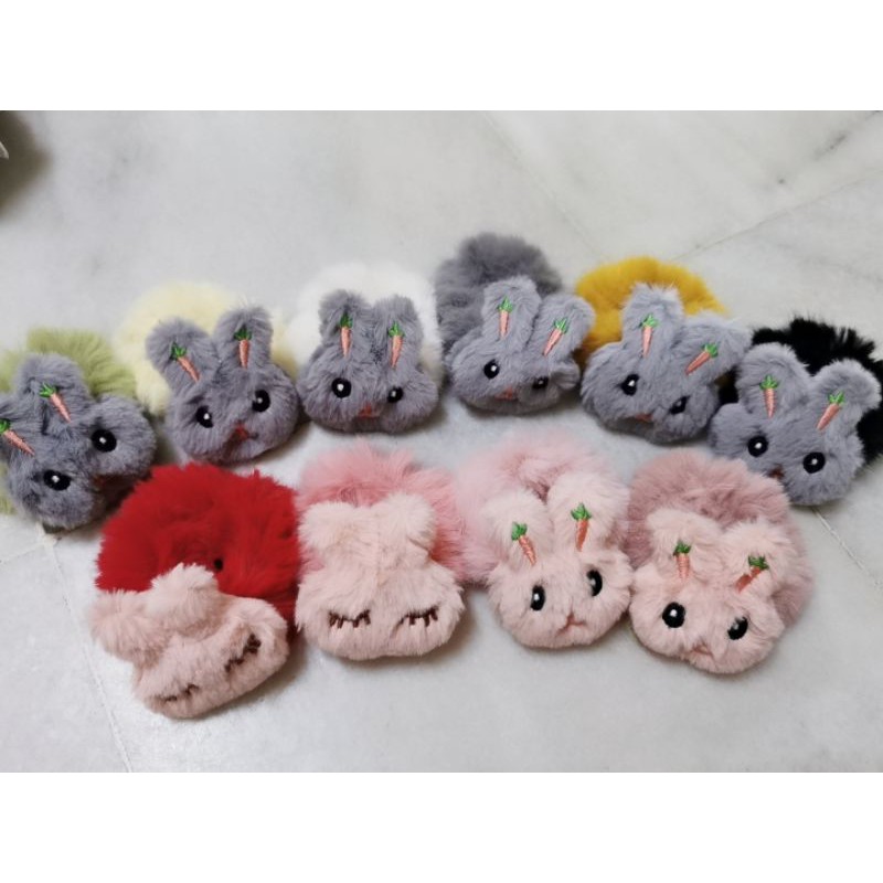 Girl soft rabbit bunny hairband hairties ponytail rubberband getah ...