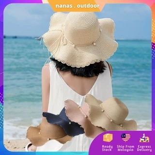 READY STOCK] Women Straw Summer Beach Hat Sun Fisherman Fashion Travel  Foldable Outdoor Topi Pantai Matahari