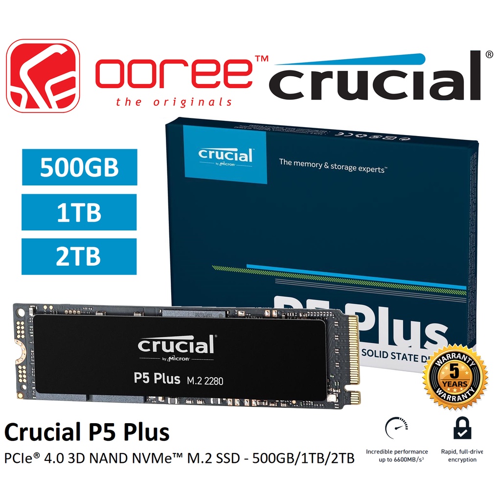 SSD - M.2 (2280 / PCIe 4.0 - NVMe) - 1 TB - Crucial P5 Plus