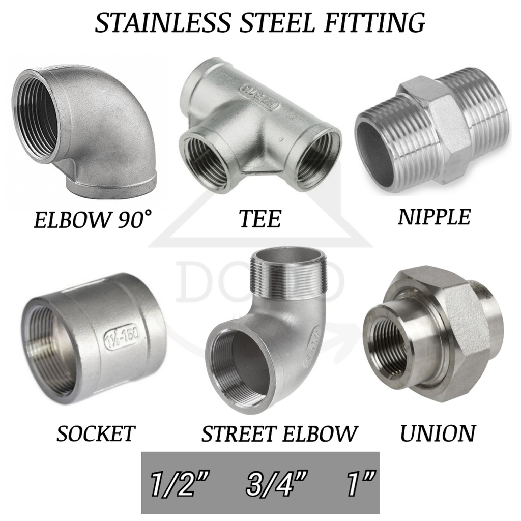 DoDo [Ready Stock] Stainless Steel Fitting Elbow 90 Degree/ Tee/ Nipple ...