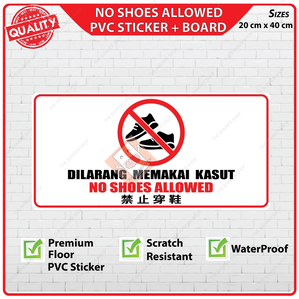 Please Take Off Your Shoes Signage, Sila Tanggalkan Kasut Pvc Floor 