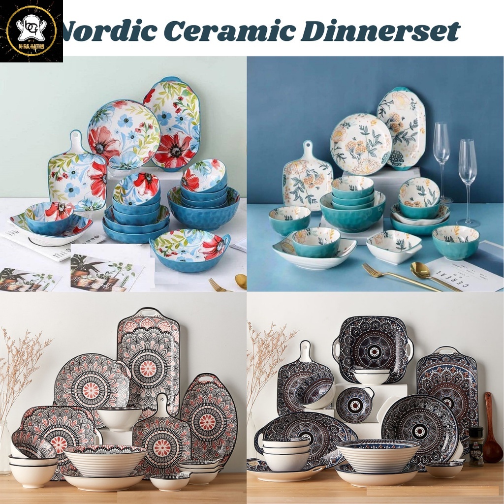 Ready Stock Nordic Luxury Set Ceramic Tableware Dinnerware Set