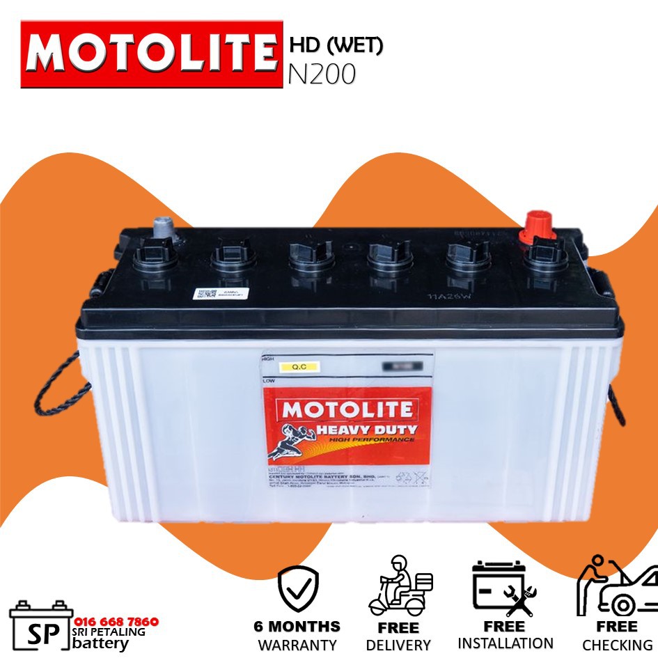 [ N200 ] Motolite Heavy Duty WET Car Battery Bateri Kereta Lorry