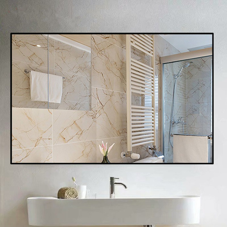 [No Drilling] Bathroom Wall Hanging Mirror Self-Adhesive Wall-Mounted ...