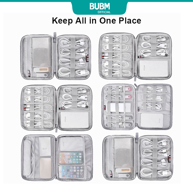 Electronic Organizer, BUBM Travel Cable Bag/USB Drive Shuttle Case/ Electronics Accessory Organizer For Home Office-Grey In | Whizz Electronic Organizers - Foto 5