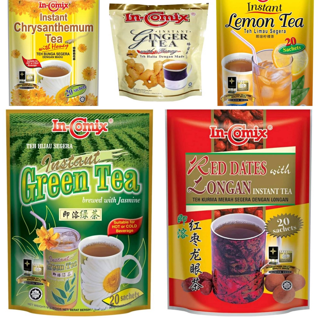 5 Types In-Comix Instant Tea (Instant Green Tea Jasmine/ Red Dates ...