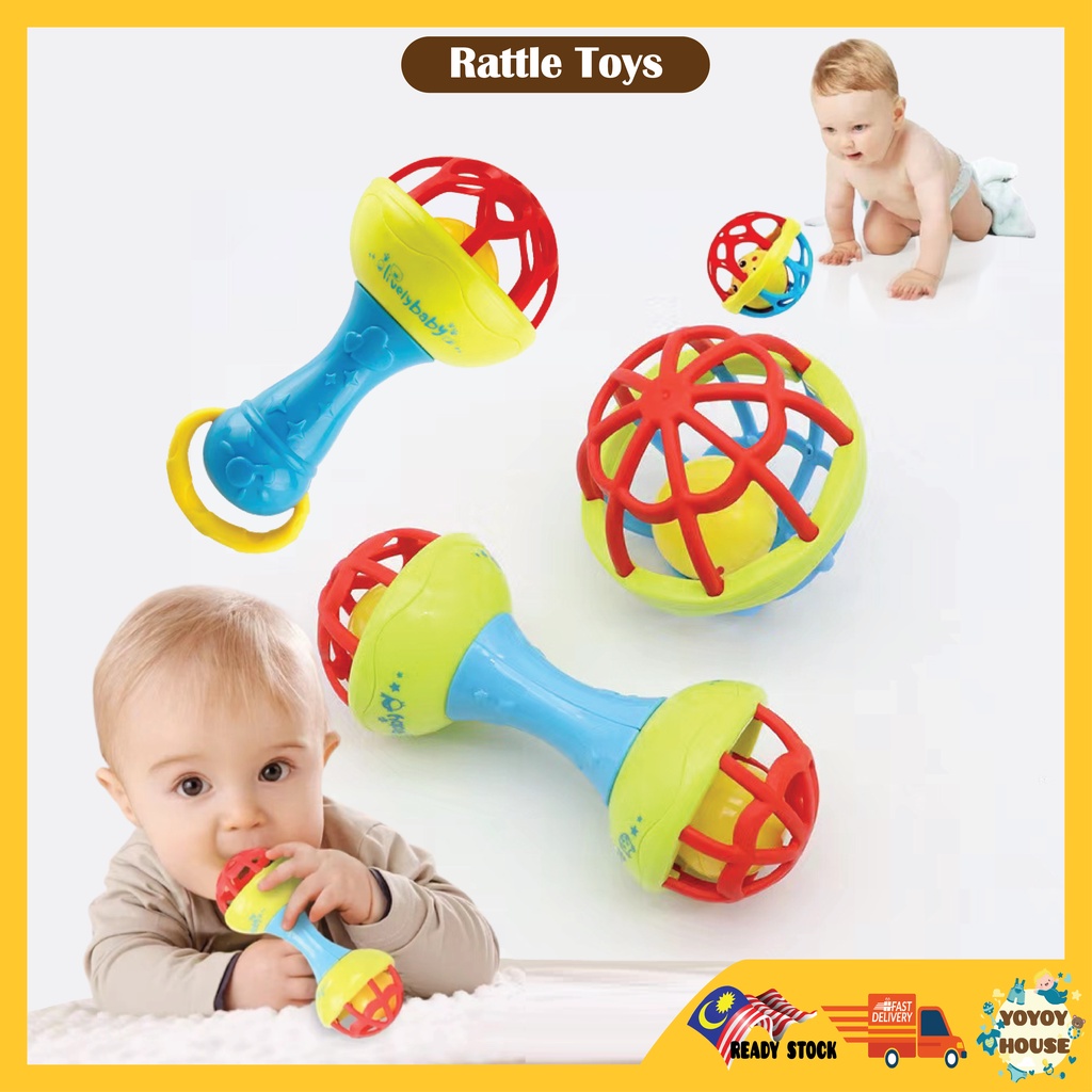 (Yoyoy) Baby Toy Rattles Bell Teether Educational Sound Soft Ball ...