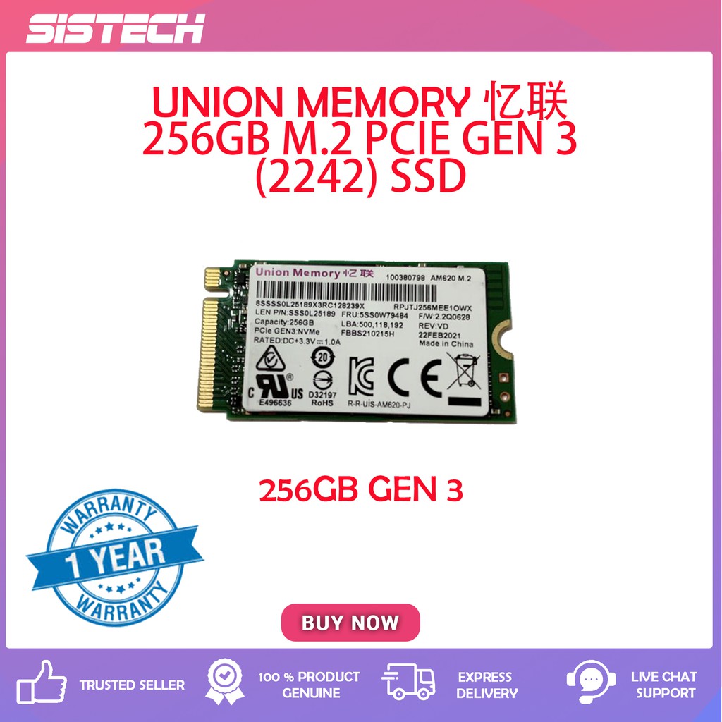 [NEW] UNION 256GB (2242) PCIe NVMe M.2 SSD SOLID STATE DRIVES - BULK ...