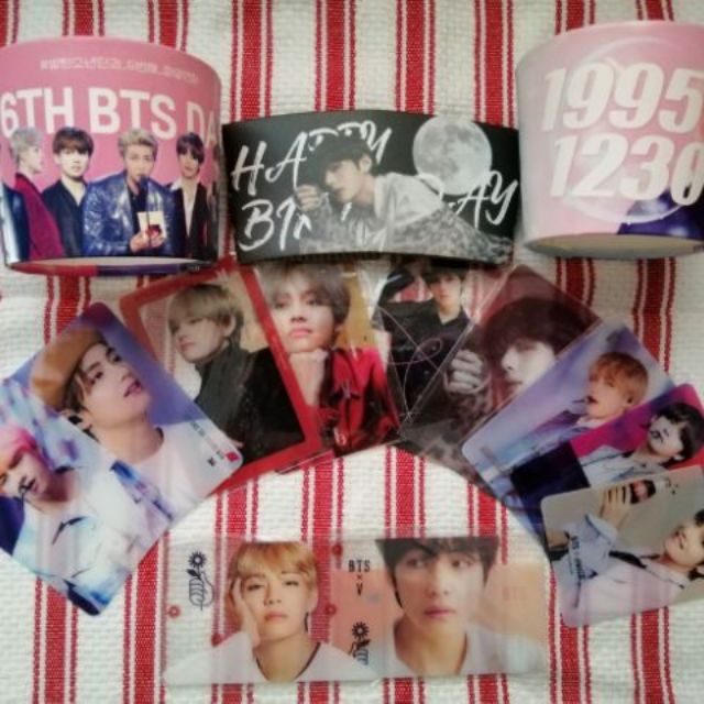 BTS V set cheering kit limited edition photo card cup sleeve holder ...
