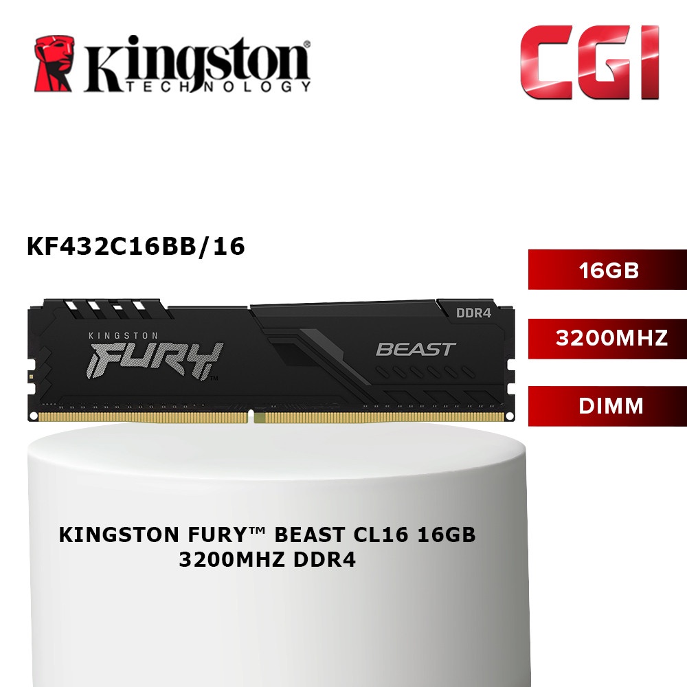 Kingston Fury Beast KF432C16BB/16 DDR4-3200 CL16 288-Pin DIMM | Shopee ...