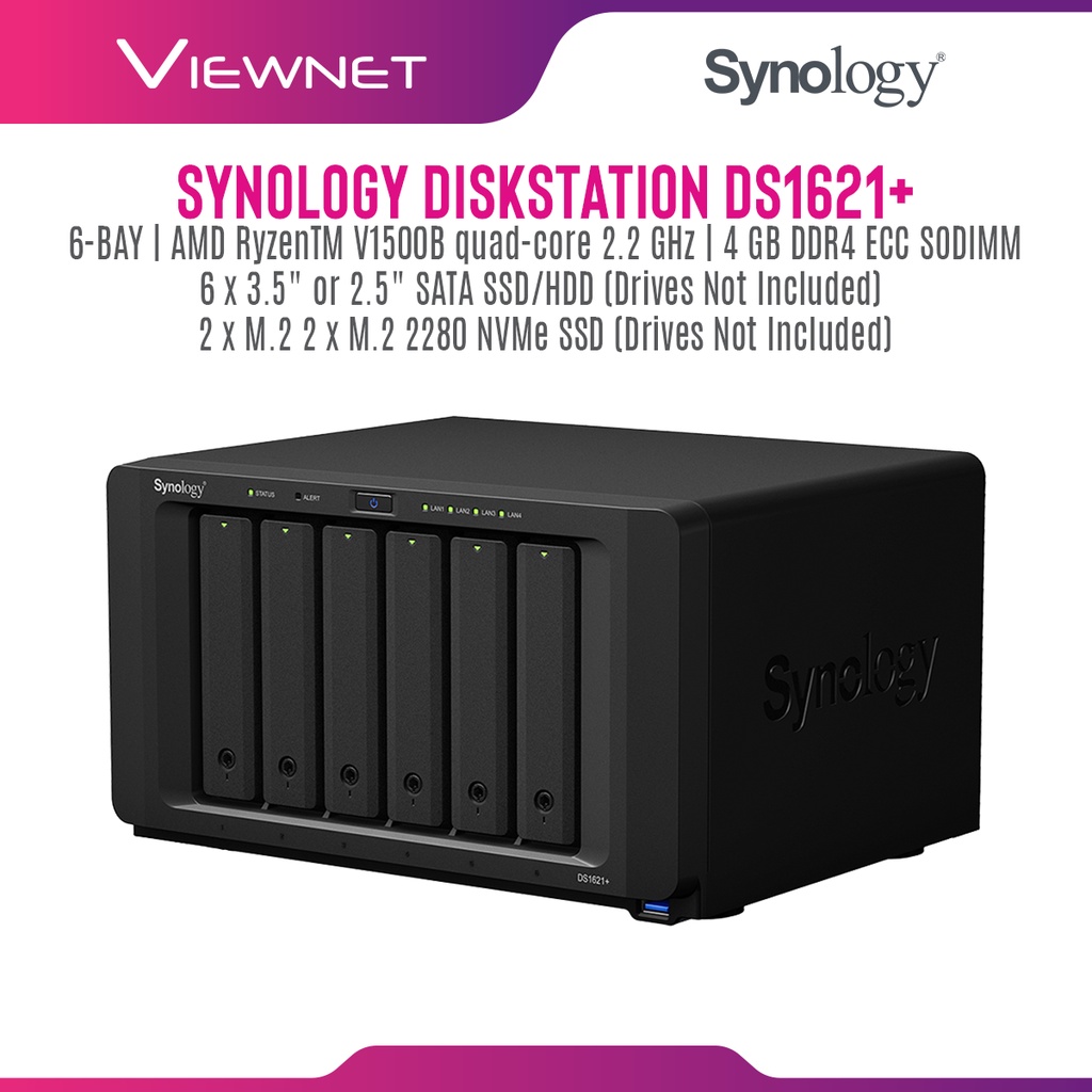 Synology DS1621+ NAS DiskStation 6Bays Enterprise Sata HDD QuadCore
