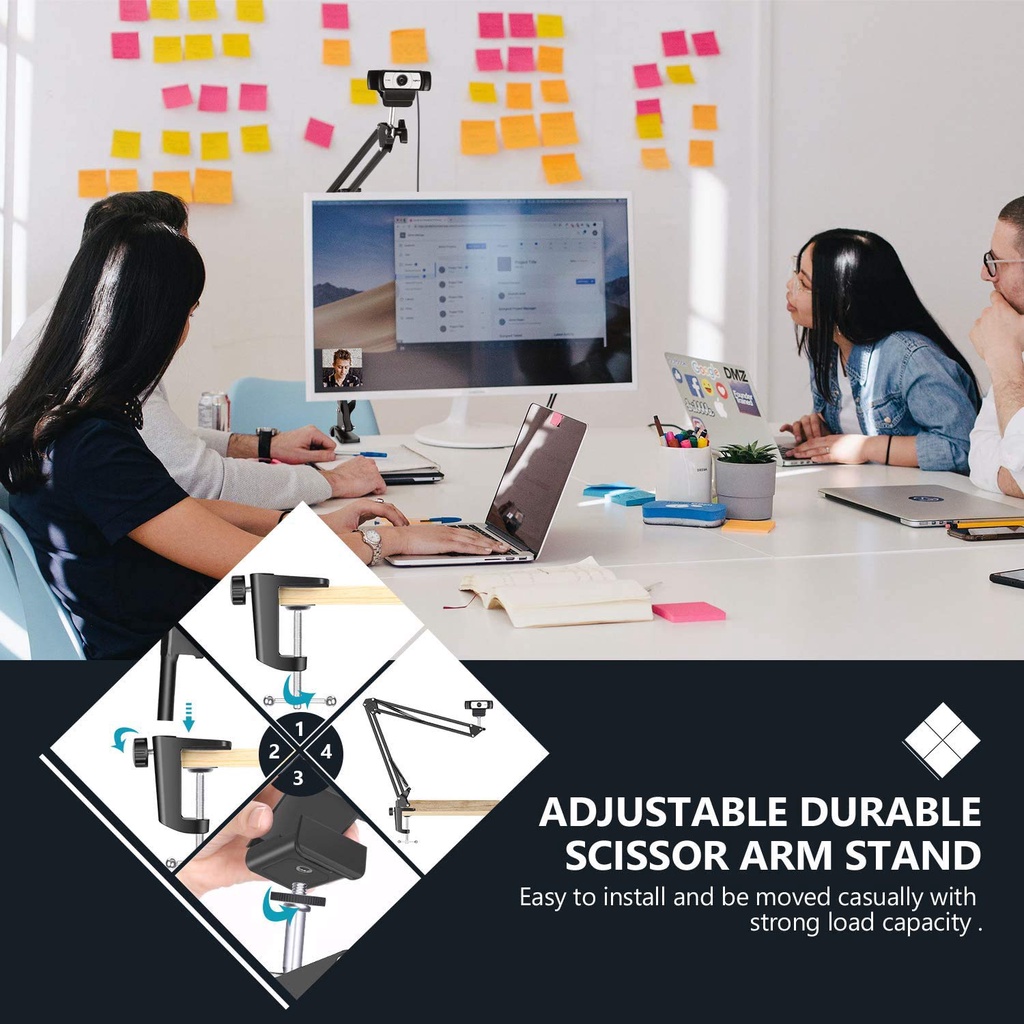 Webcam Stand Webcam Clip Mount Hanging Scissors Tripod Stand Camera Arm ...